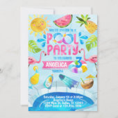 Summer Pool Party Birthday Invitation Invite Kaart (Voorkant)