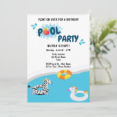 Summer Pool Party Birthday Invitation Kaart (Staand voorkant)