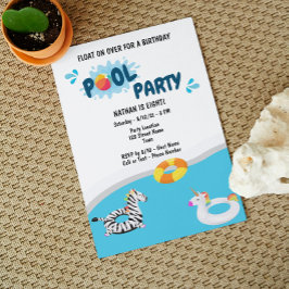 Summer Pool Party Birthday Invitation Kaart