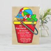Summer POOL Party Birthday Invitation Kaart (Staand voorkant)