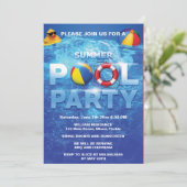 Summer Pool Party Blue Invitation (Debout devant)