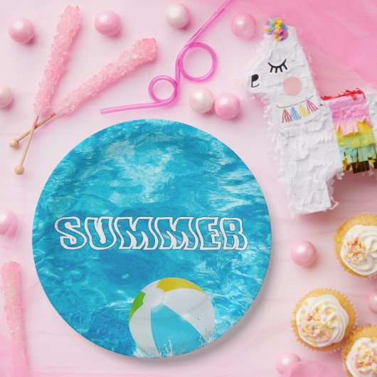 Summer Pool Party Fun Papieren Bordje (Feest)