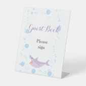 Summer Pool Party Shark Float Gastenboek Reclamebord Met Voetstuk (Voorkant)
