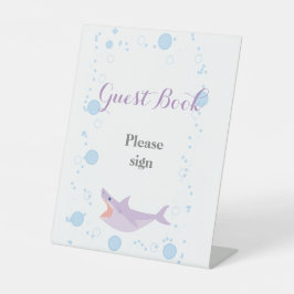 Summer Pool Party Shark Float Gastenboek Reclamebord Met Voetstuk