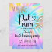 Summer Pool Party Tie Dye Birthday Kaart (Voorkant / Achterkant)