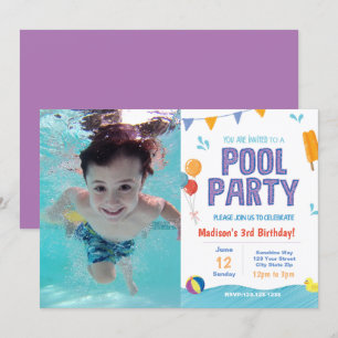 Summer Pool Party Verjaardag Uitnodigen met afbeel Kaart