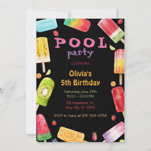 Summer Pool Party Verjaardag voor kinderen Kaart