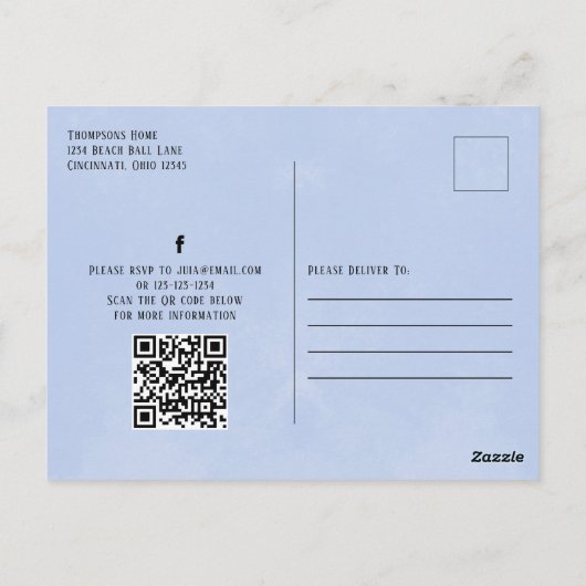 Summer Pool Party Waterverf Custom Briefkaart (Achterkant)