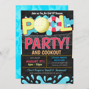 Summer Pool Volleyball Party Invitation Kaart
