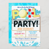 Summer Pool Volleyball Party Invitation Kaart (Voorkant / Achterkant)