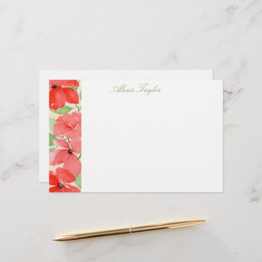 Summer Poppies Briefpapier (Voorkant / Achterkant in situ)