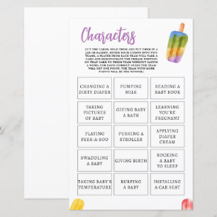 Summer Popsicle Baby shower spel personages