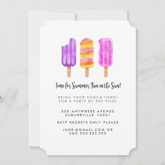 Summer Popsicles Ice Cream Pool Invitation de la f