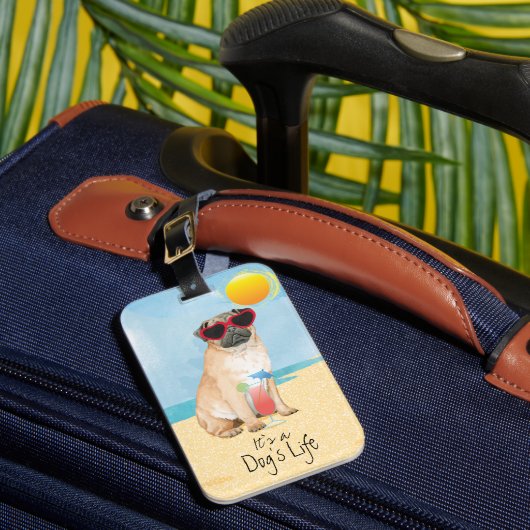 Summer Pug Bagagelabel (Voorkant Insitu 1)