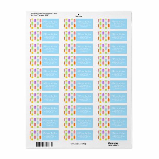 Summer Rainbow Popsicles Pattern Etiket (Full Sheet)