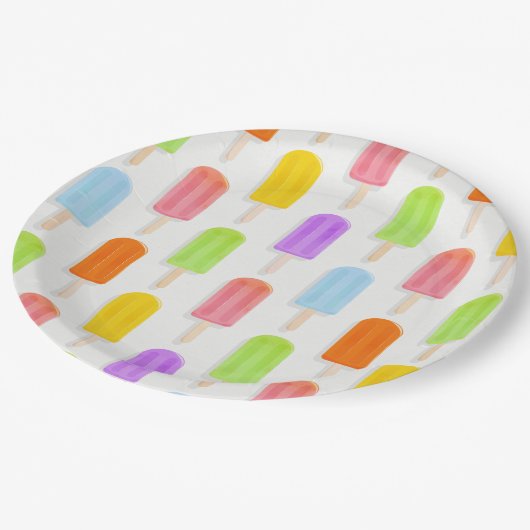 Summer Rainbow Popsicles Pattern Papieren Bordje (Gekanteld)