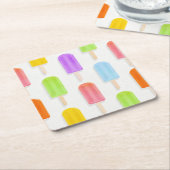 Summer Rainbow Popsicles Pattern Vierkante Kartonnen Onderzetter (Schuin)