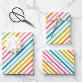 Summer Rainbow Stripes Inpakpapier Vel