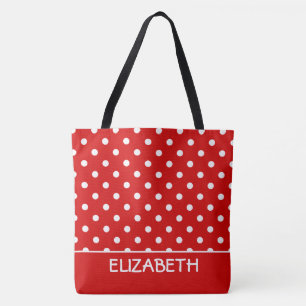 Summer Red en White Polka Dot gepersonaliseerd Draagtas