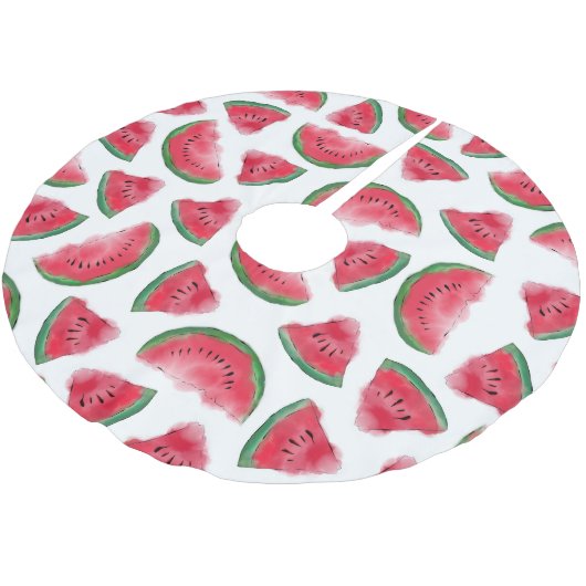 Summer Red Green Watermelon Waterverf Pattern Kerstboom Rok (Gekanteld)