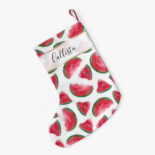 Summer Red Green Watermelon Waterverf Pattern Kleine Kerstsok