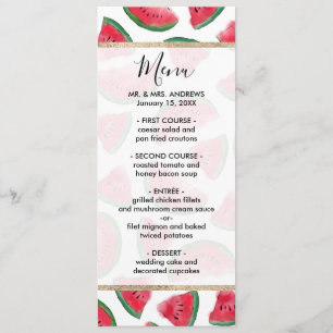 Summer Red Green Watermelon Waterverf Pattern Menu