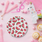 Summer Red Green Watermelon Waterverf Pattern Papieren Bordje (Feest)