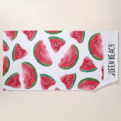 Summer Red Green Watermelon Waterverf Pattern Strandlaken (Voorkant)