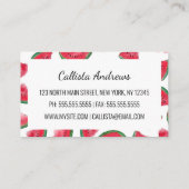 Summer Red Green Watermelon Waterverf Pattern Visitekaartje (Achterkant)
