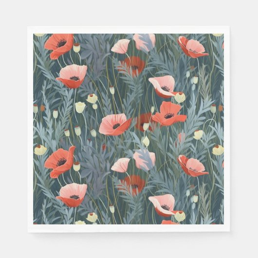 Summer Red Poppy Meadow Servet (Voorkant)