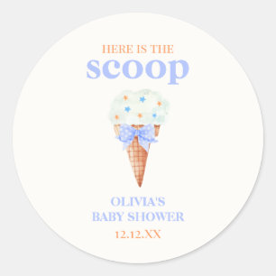Summer Retro Bow Star Ice Cream Baby shower Ronde Sticker
