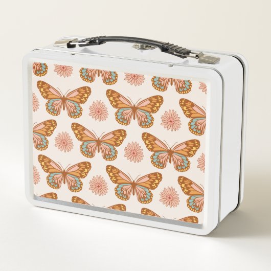 Summer Retro Butterfly | Monogram Lunch Box (Achterkant)