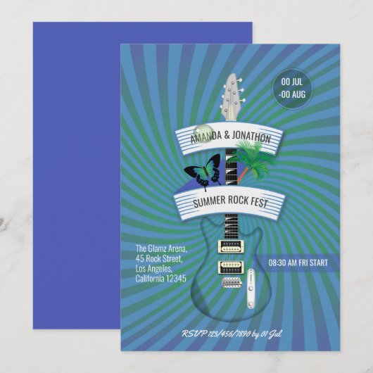 Summer Rock Festival Wedding Kaart (Voorkant / Achterkant)