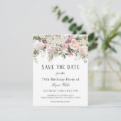 Summer Roos Floral 75th Birthday Save the Date (Staand voorkant)