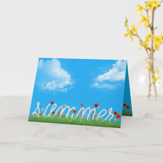 summer rope design with poppies kaart (Gele Bloem)