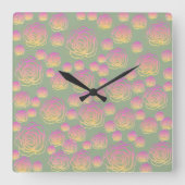 Summer Roses Vierkante Klok (Voorkant)