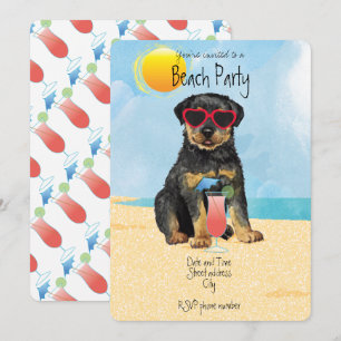 Summer Rottweiler Beach Party nodigt uit Feestdagenkaart