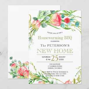 Summer rozen garden elegant chic new home bbq kaart