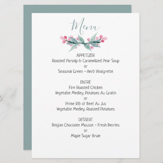 Summer Sage Wedding Menu (Voorkant / Achterkant)