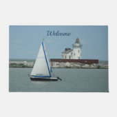 Summer Sailboat and Lighthouse Deurmat (Voorkant)