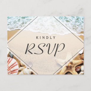 Summer Sandy Beach Starfish Seashell RSVP Antwoord Uitnodiging Briefkaart