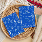  Summer Seashells Frame Beach Wedding Blue Kaart