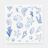 Summer Seashells Frame Beach Wedding Blue Servet (Voorkant)