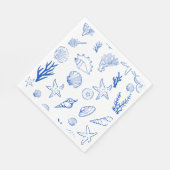 Summer Seashells Frame Beach Wedding Blue Servet (Hoek)