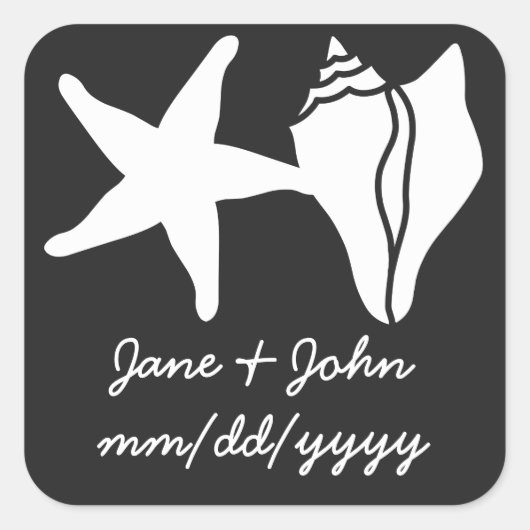 Summer Seashells in Black Sticker (Voorkant)