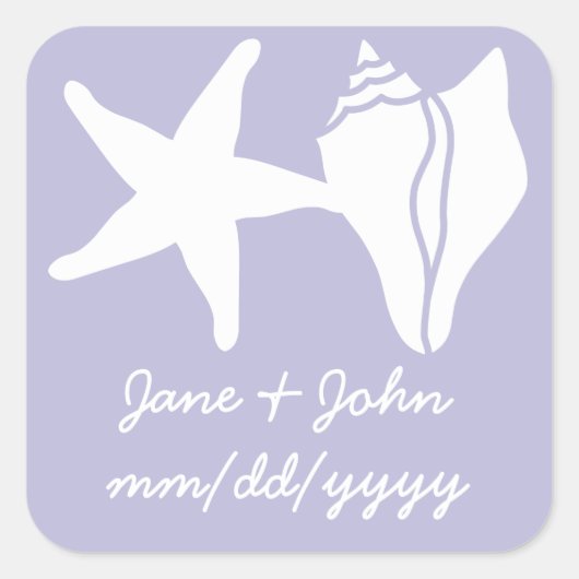 Summer Seashells in Lavender Sticker (Voorkant)