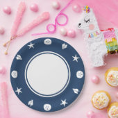 Summer Seashells in Navy Paper Bord (Feest)