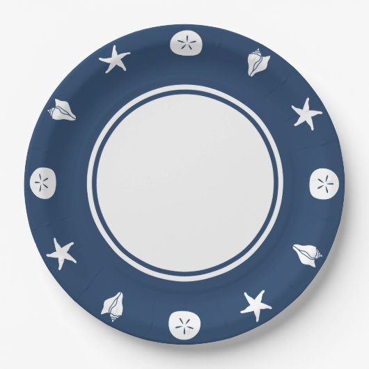 Summer Seashells in Navy Paper Bord (Voorkant)