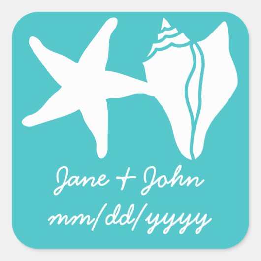 Summer Seashells in Turquoise Sticker (Voorkant)