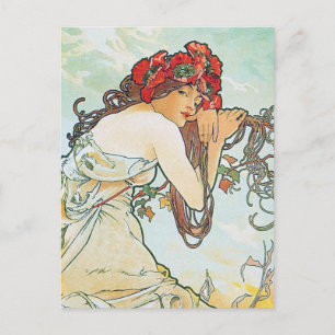 Summer Season Alphonse Mucha Fine Art Briefkaart